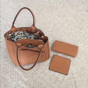 Camel color purse with matching wallet and clutch